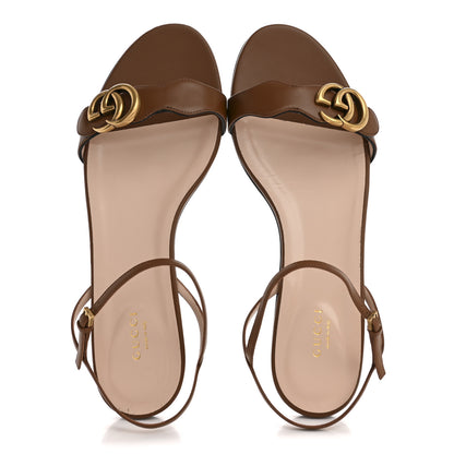 Gucci Lifford Calfskin GG Marmont Ankle Wrap Flat Sandals 41 Cognac 2 of 9