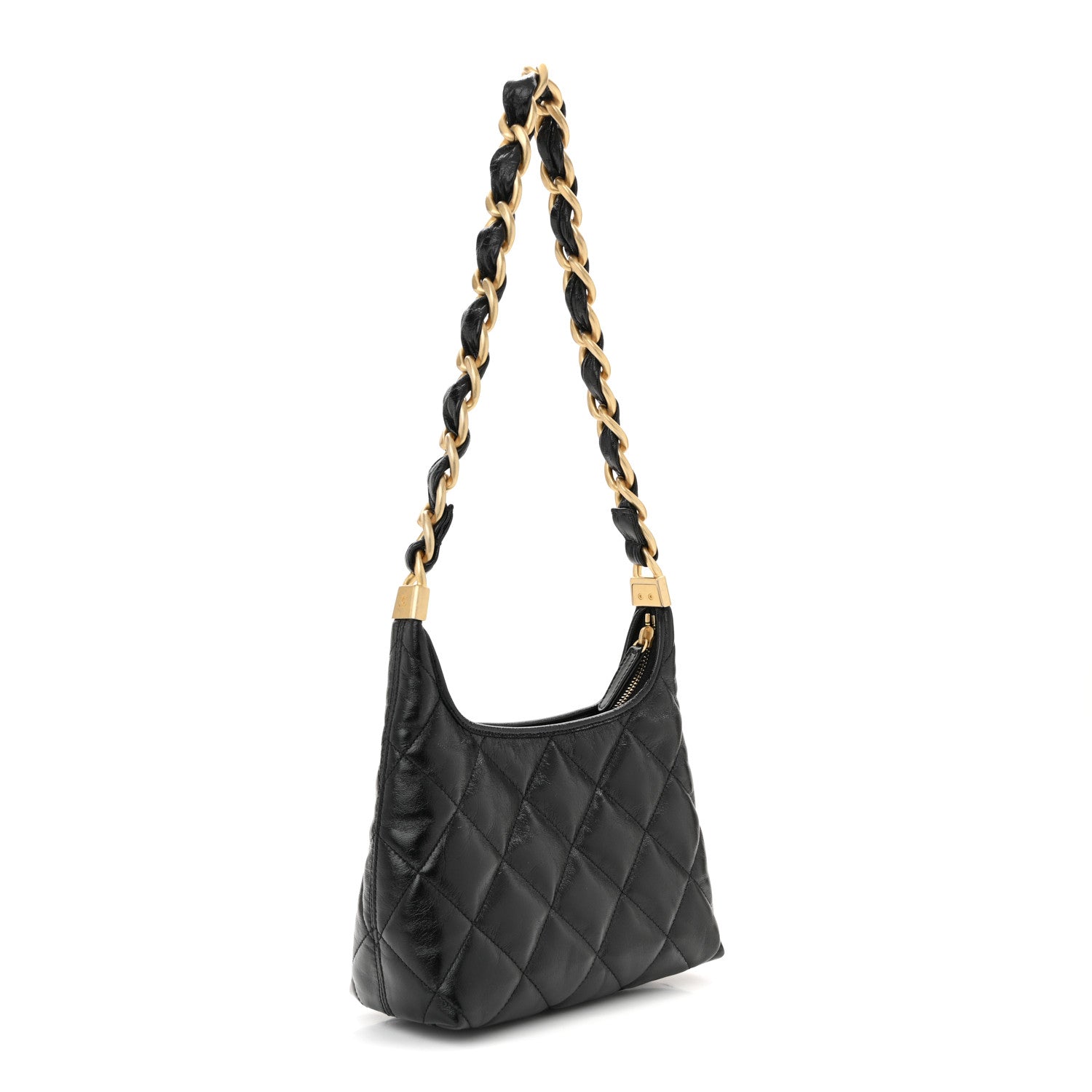 Chanel Shiny Crumpled Lambskin Quilted Small CC Funky Town Hobo Black 3 of 11