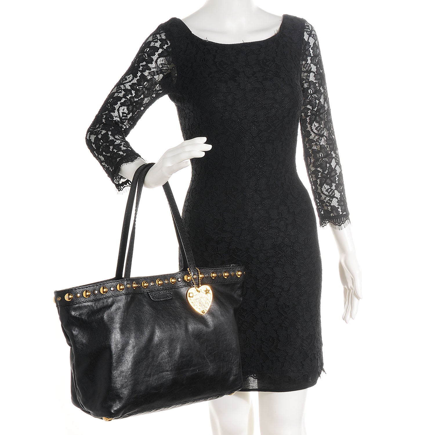 Gucci Calfskin Medium Babouska Shopping Tote Black 2 of 7