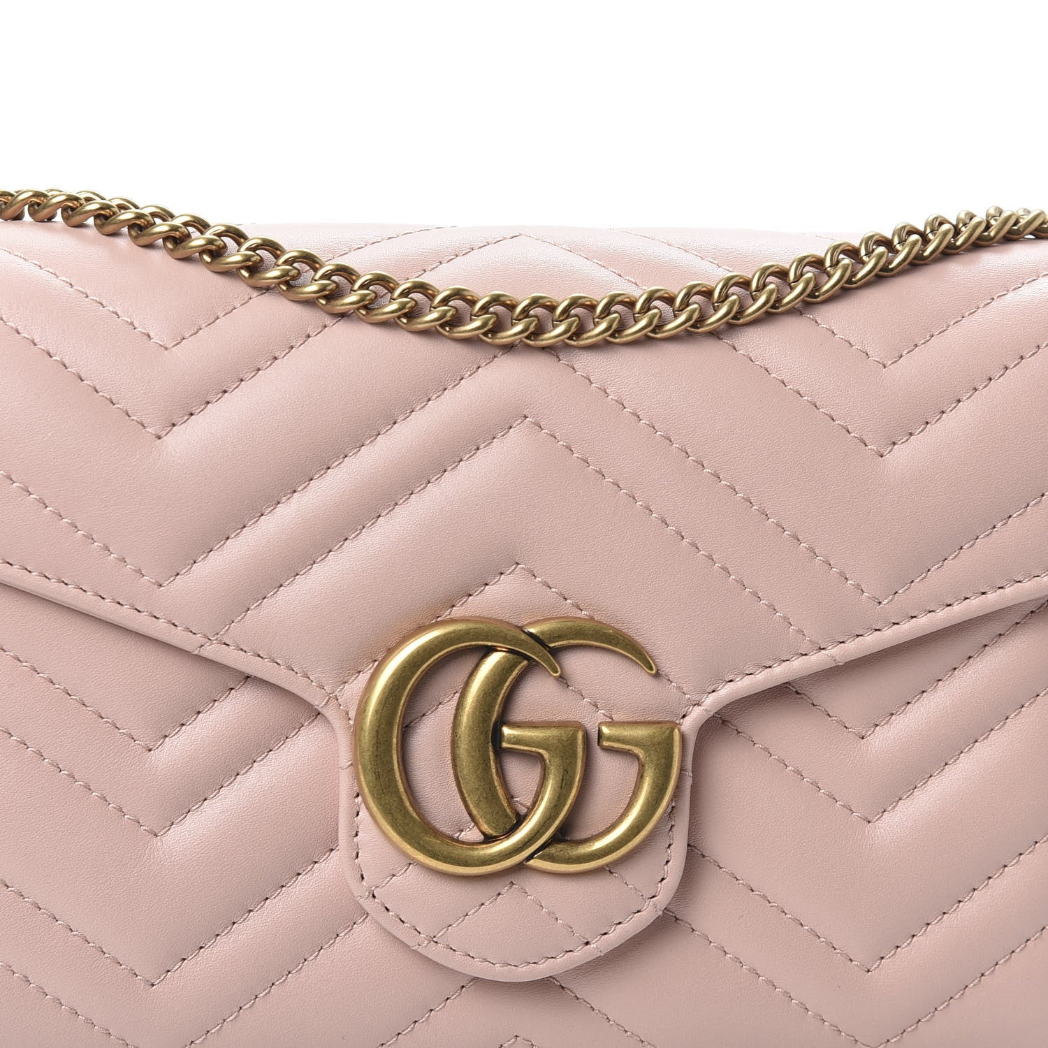 Gucci Calfskin Matelasse GG Marmont Chain Wallet Perfect Pink 9 of 9