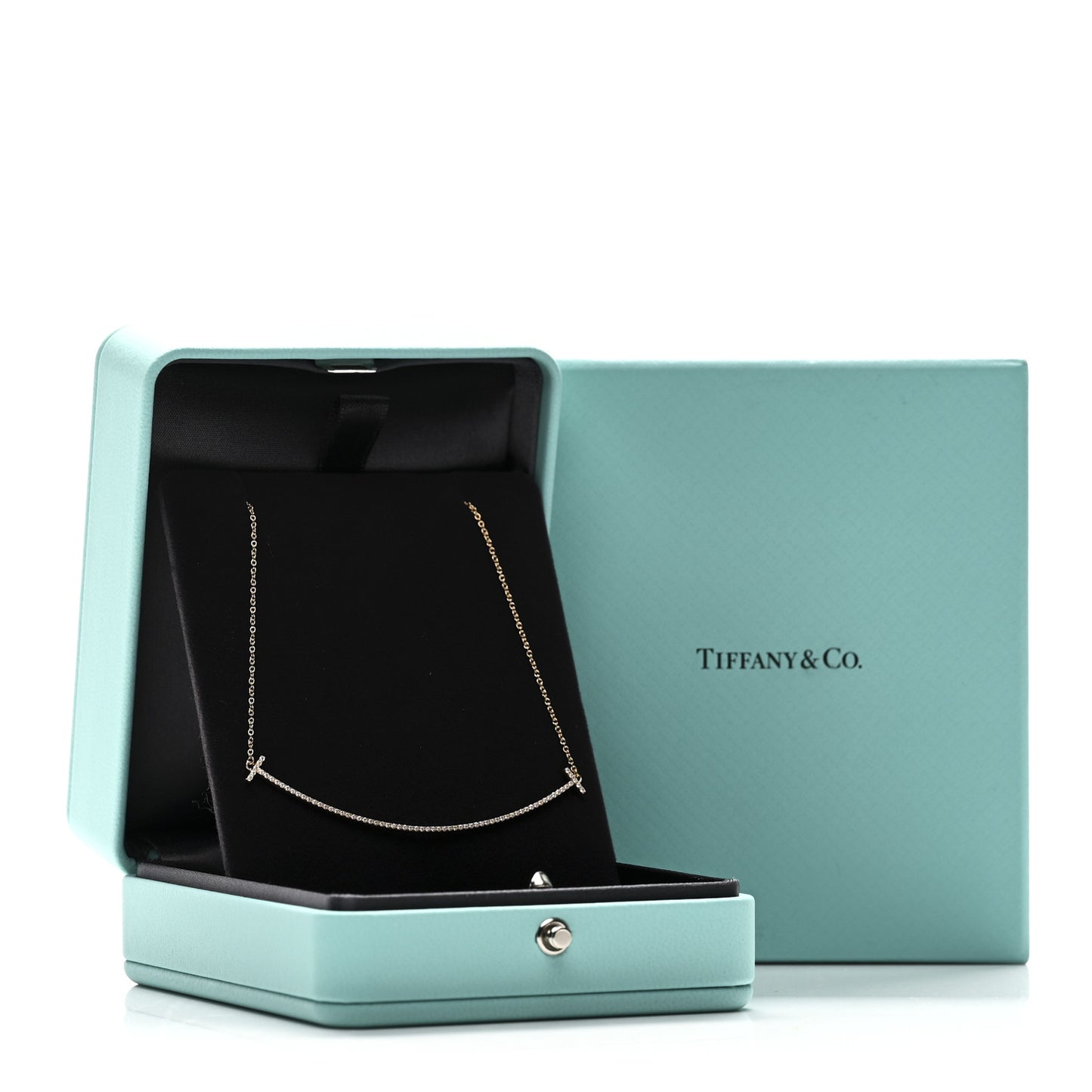 18K Yellow Gold Diamond Large T Smile Pendant Necklace