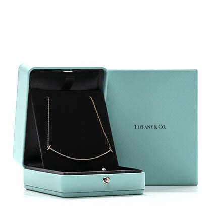 Tiffany 18K Yellow Gold Diamond Large T Smile Pendant Necklace 5 of 5