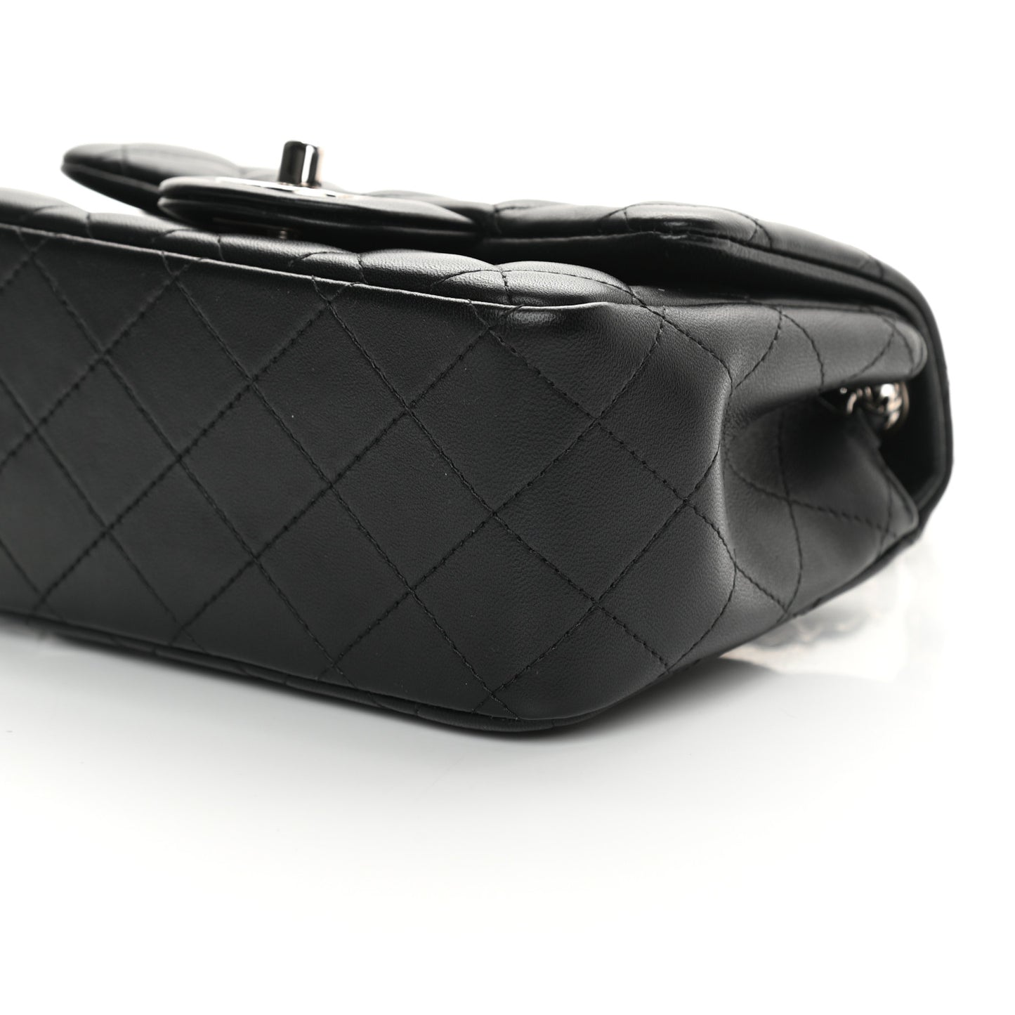 Lambskin Quilted Mini Square Flap Black