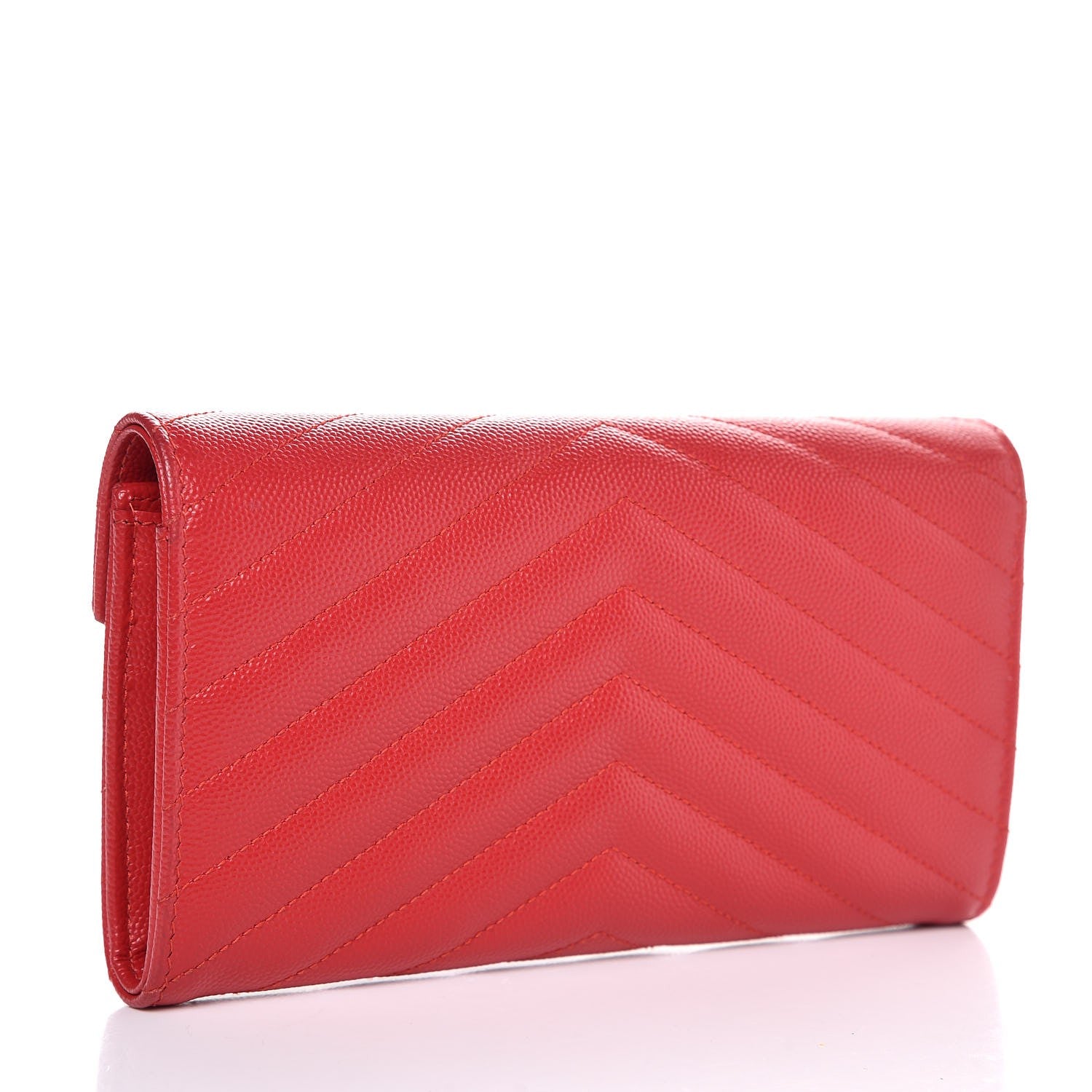 Saint Laurent Grain De Poudre Matelasse Chevron Monogram Flap Wallet Red 3 of 8