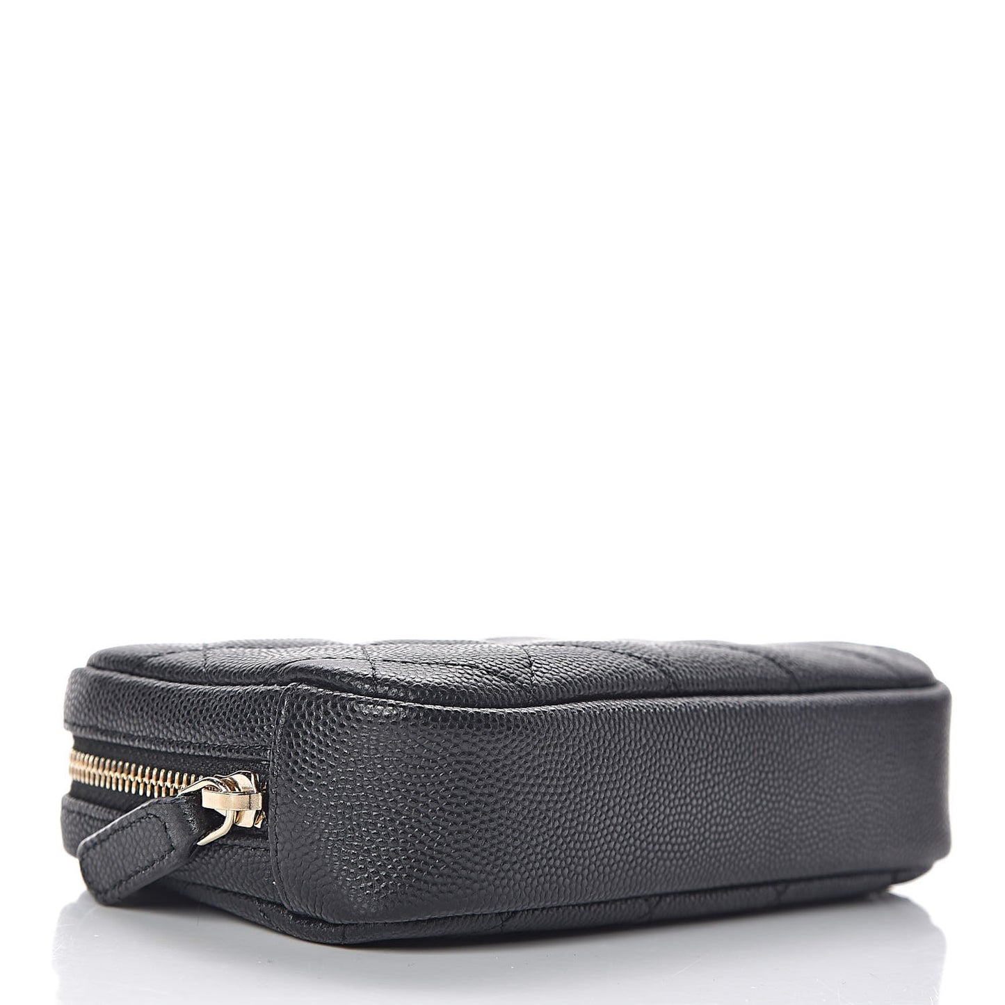 Caviar Quilted Small Curvy Pouch Cosmetic Case Black