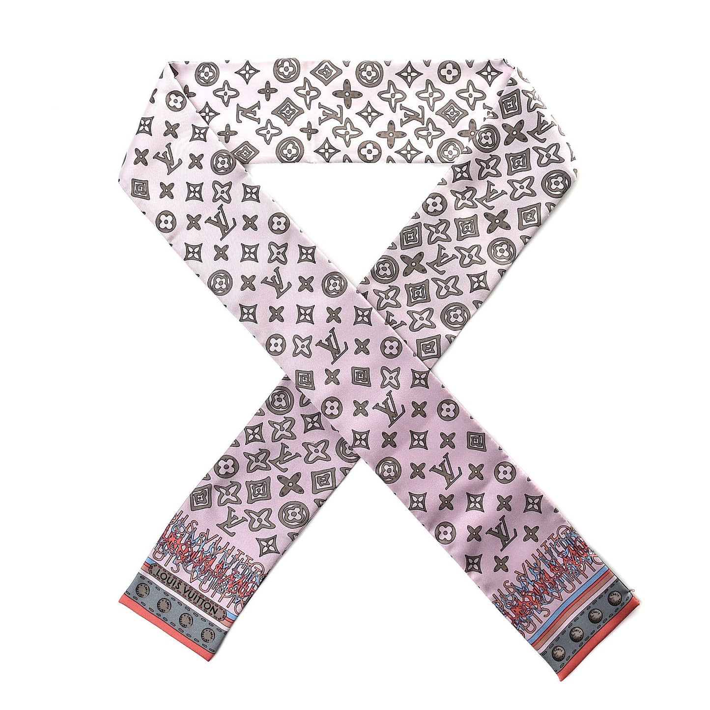 Silk Monogram Map Bandeau Rose Poudre