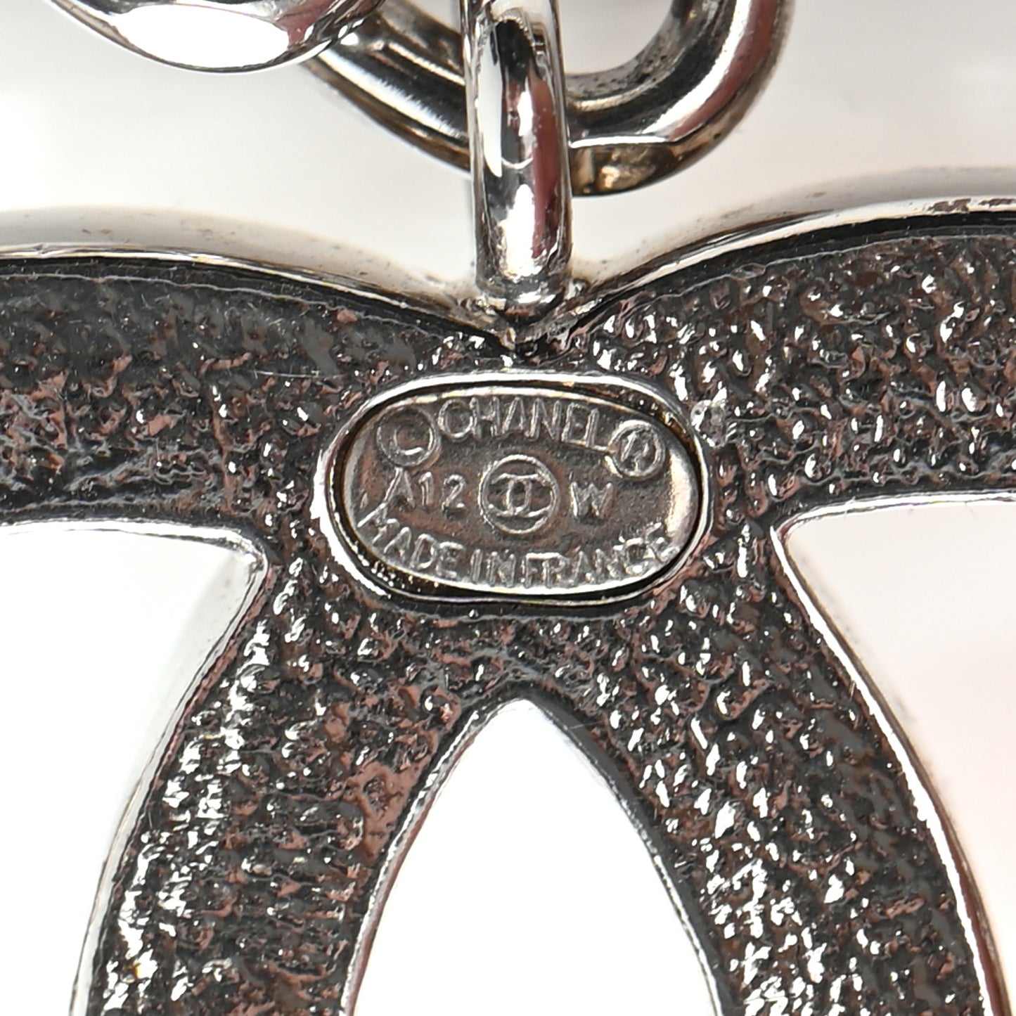 Enamel CC Chain Logo Belt Silver White