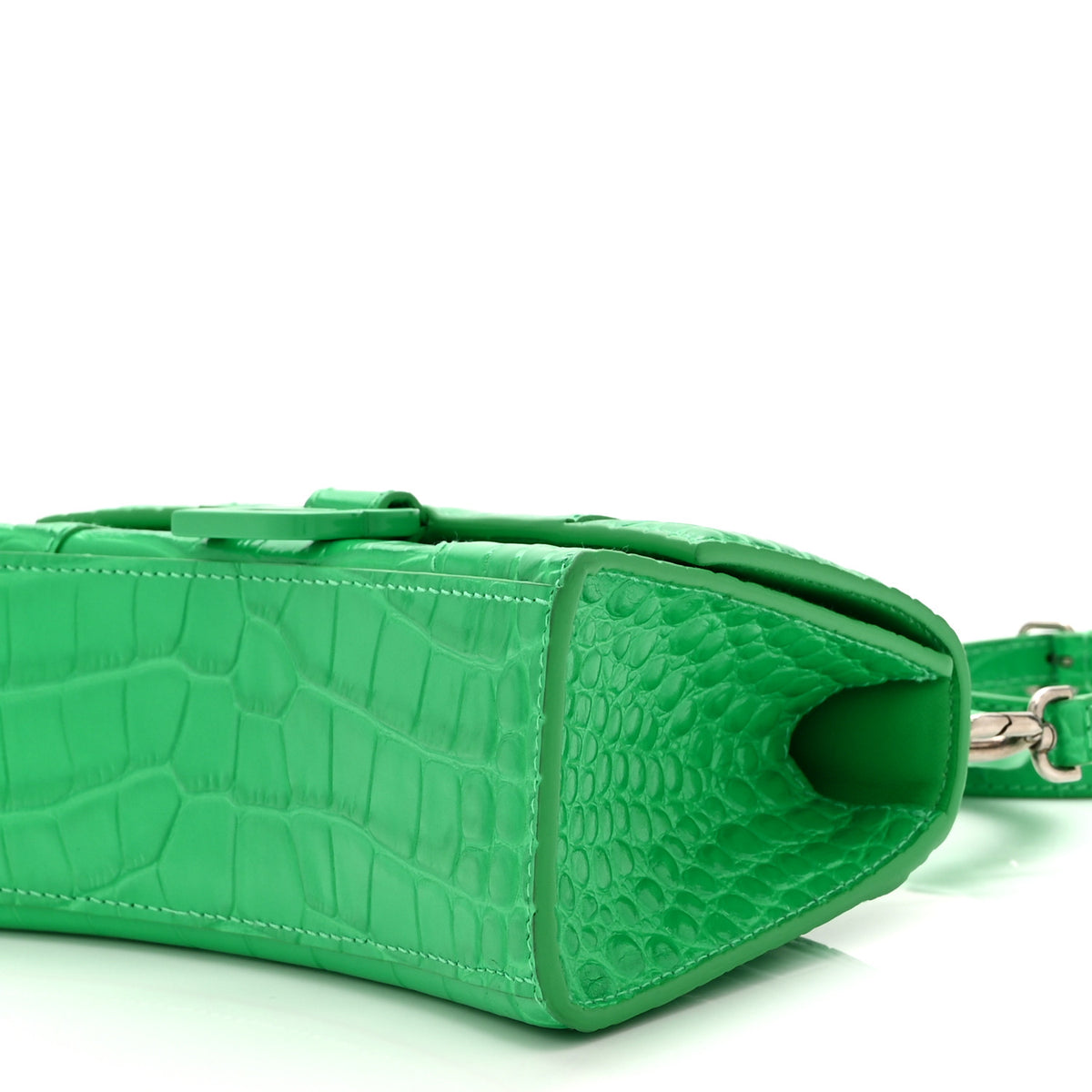 Balenciaga Shiny Calfskin Crocodile Embossed Hourglass Top Handle Bag XS Vivid Green 10 of 10