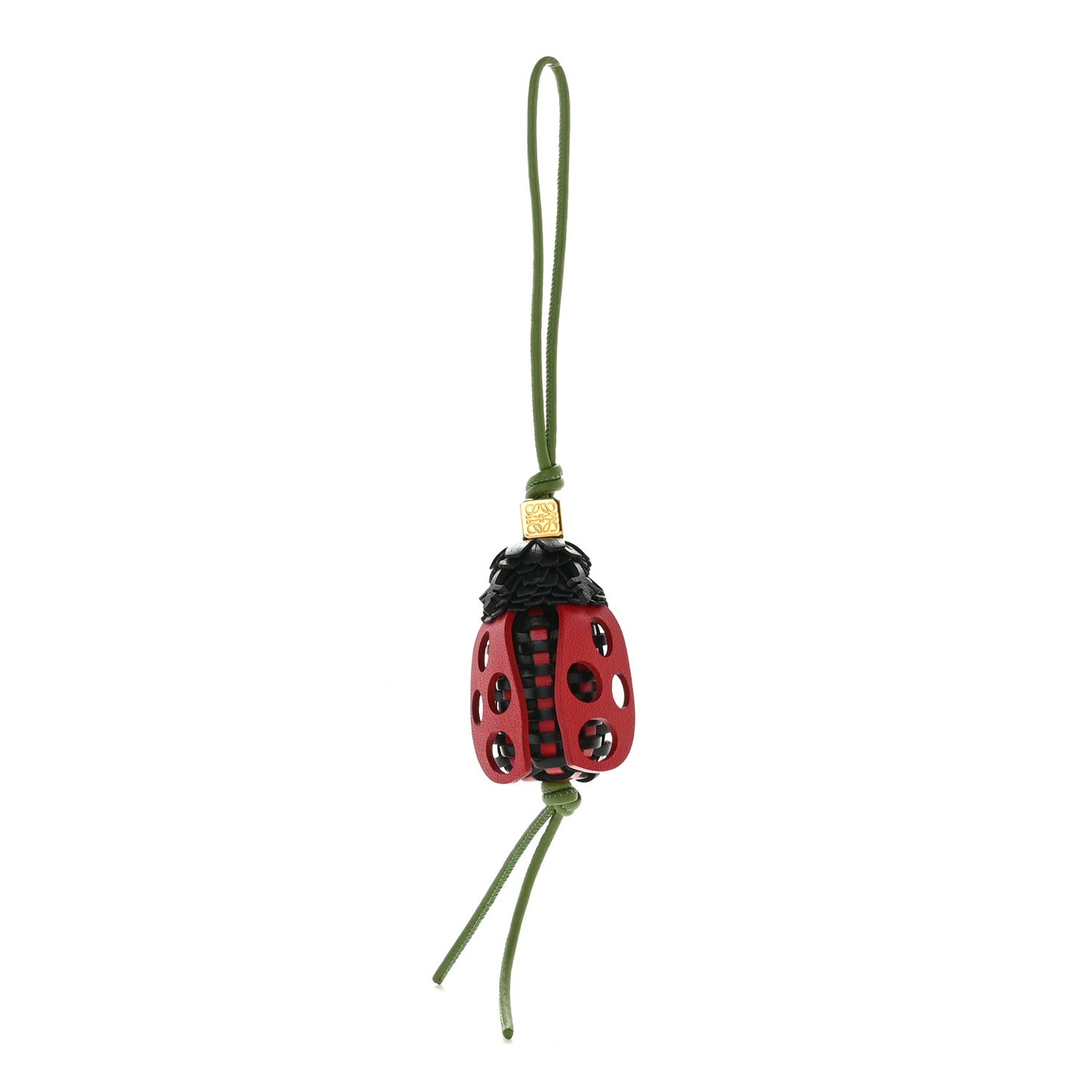 Calfskin Ladybug Charm Black Red