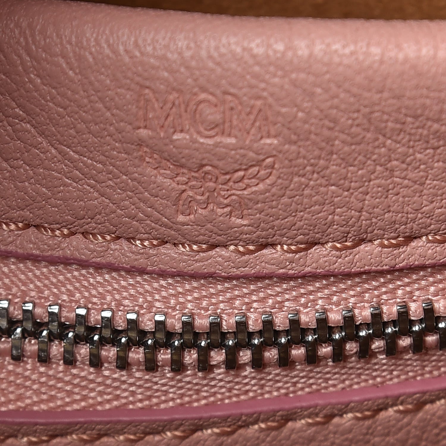 MCM Calfskin Ottomar Monogram Sarah Medium Hobo Pink Blush 6 of 9