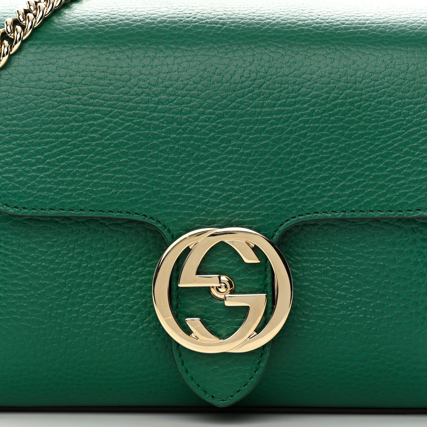 Gucci Dollar Calfskin Interlocking G Crossbody Bag Emerald 8 of 12