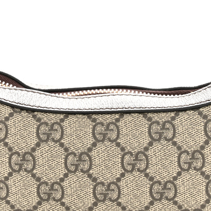 Gucci GG Supreme Monogram Textured Calfskin Web Mini Ophidia Half Moon Hobo Beige Ebony New Acero Beige Ebony New Acero 8 of 11