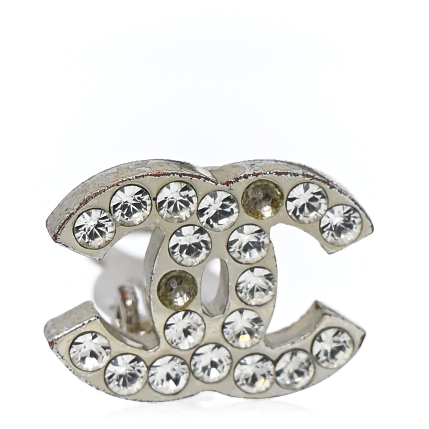 Chanel Crystal CC Clip on Earrings Silver 6 of 7