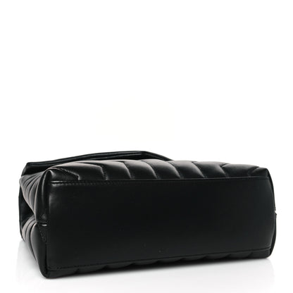 Saint Laurent Calfskin Y Quilted Monogram Small Loulou Chain Satchel Black 4 of 9