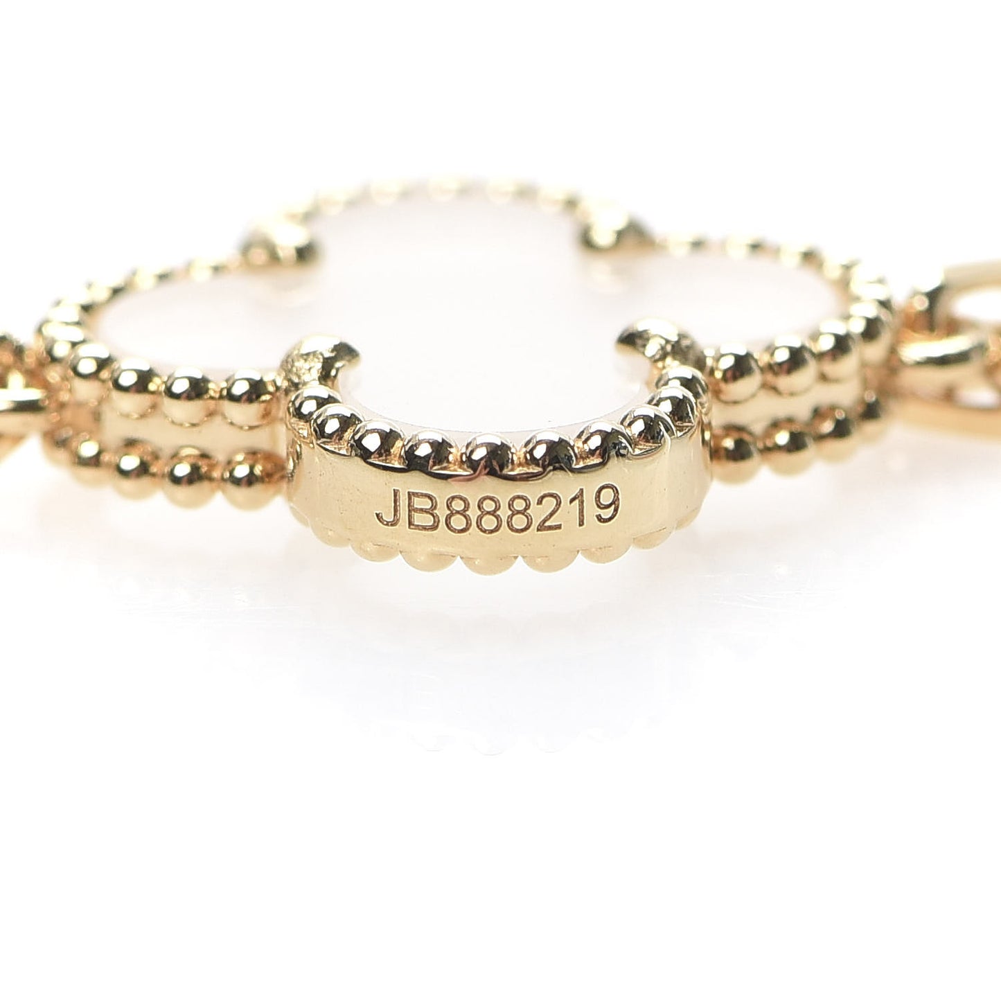 18K Yellow Gold Rock Crystal 5 Motifs Vintage Alhambra Bracelet