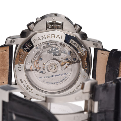 Panerai Stainless Steel Alligator 44mm Luminor Rattrapante 1950 Automatic Watch Black PAM00213 5 of 17
