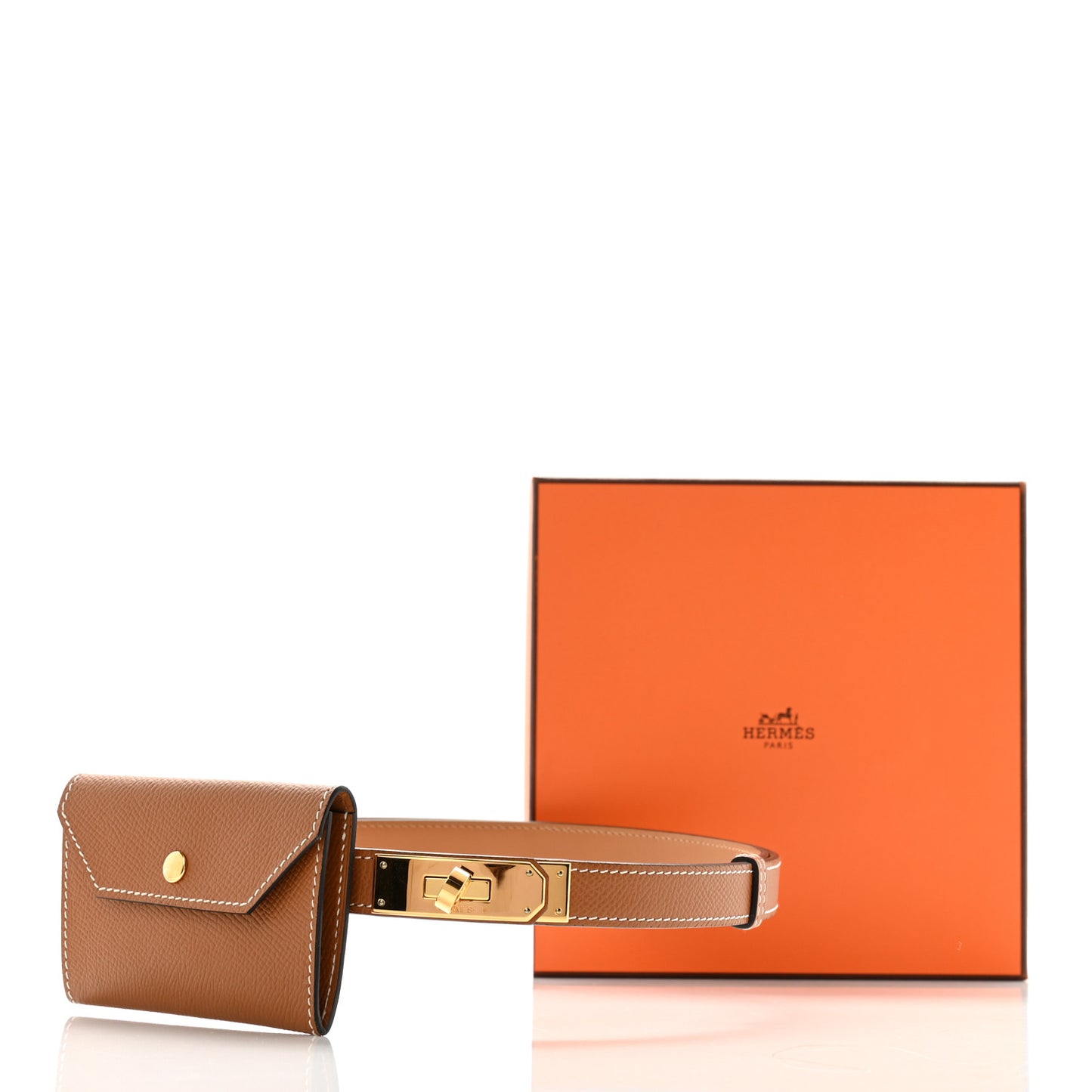 Epsom Kelly Pocket Belt Gold