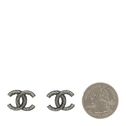 Chanel Metal CC Chain Earrings Dark Silver 2 of 4