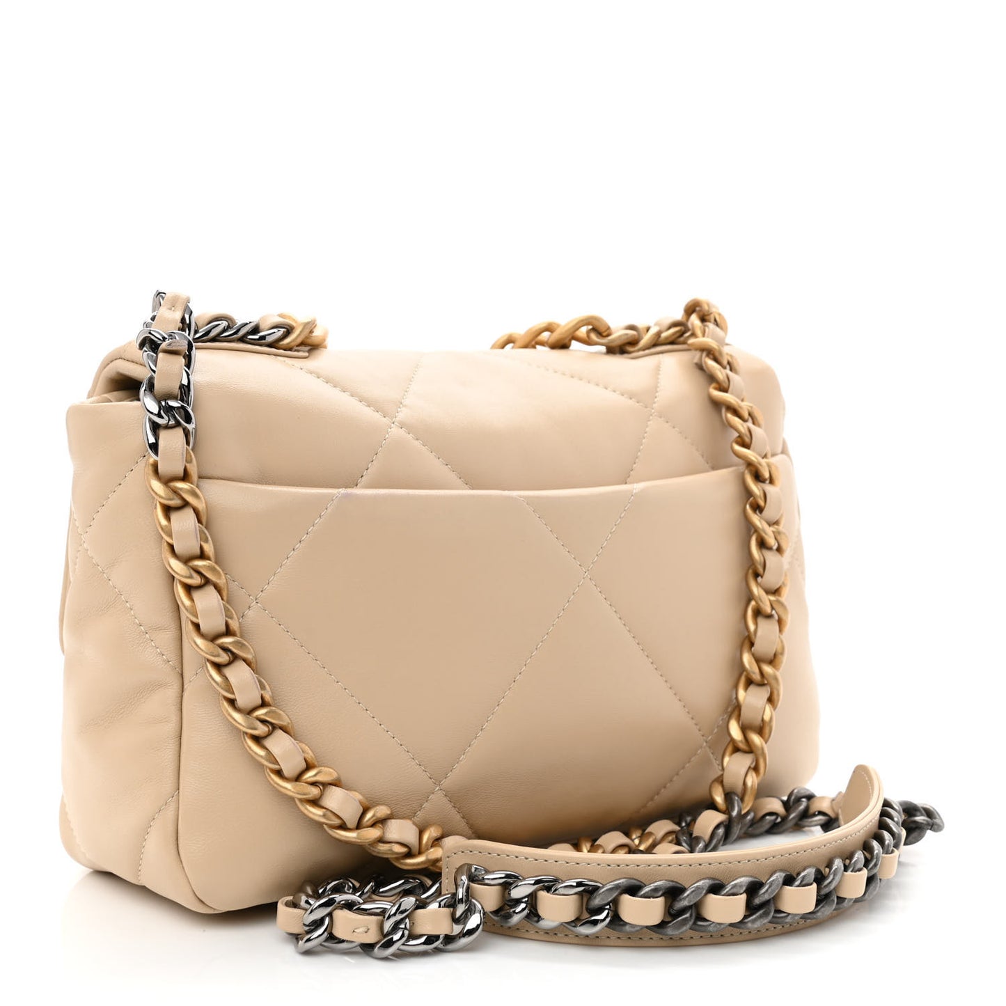 Lambskin Quilted Medium Chanel 19 Flap Light Beige
