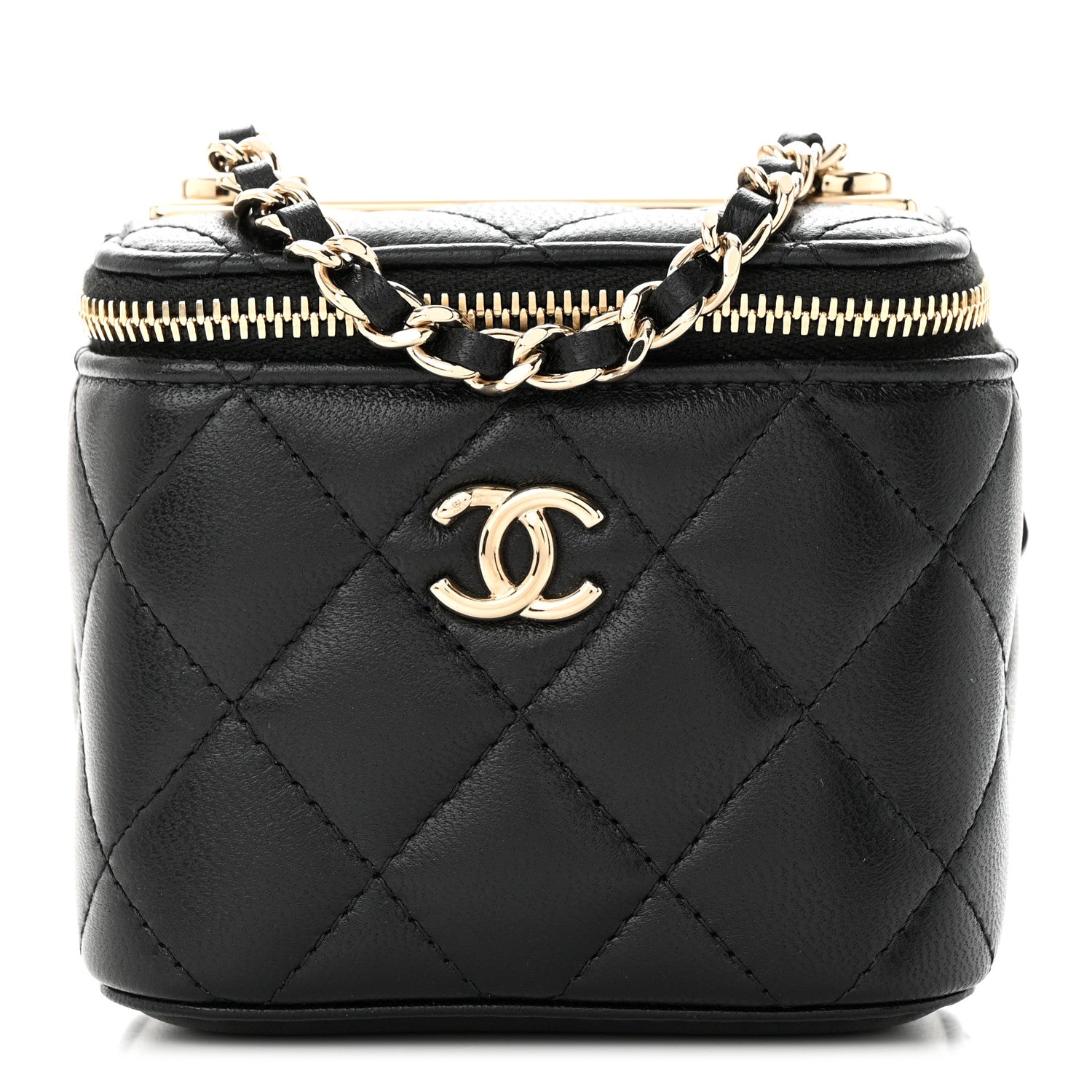 Chanel Lambskin Quilted Mini Vanity Case With Chain Black 1 of 10