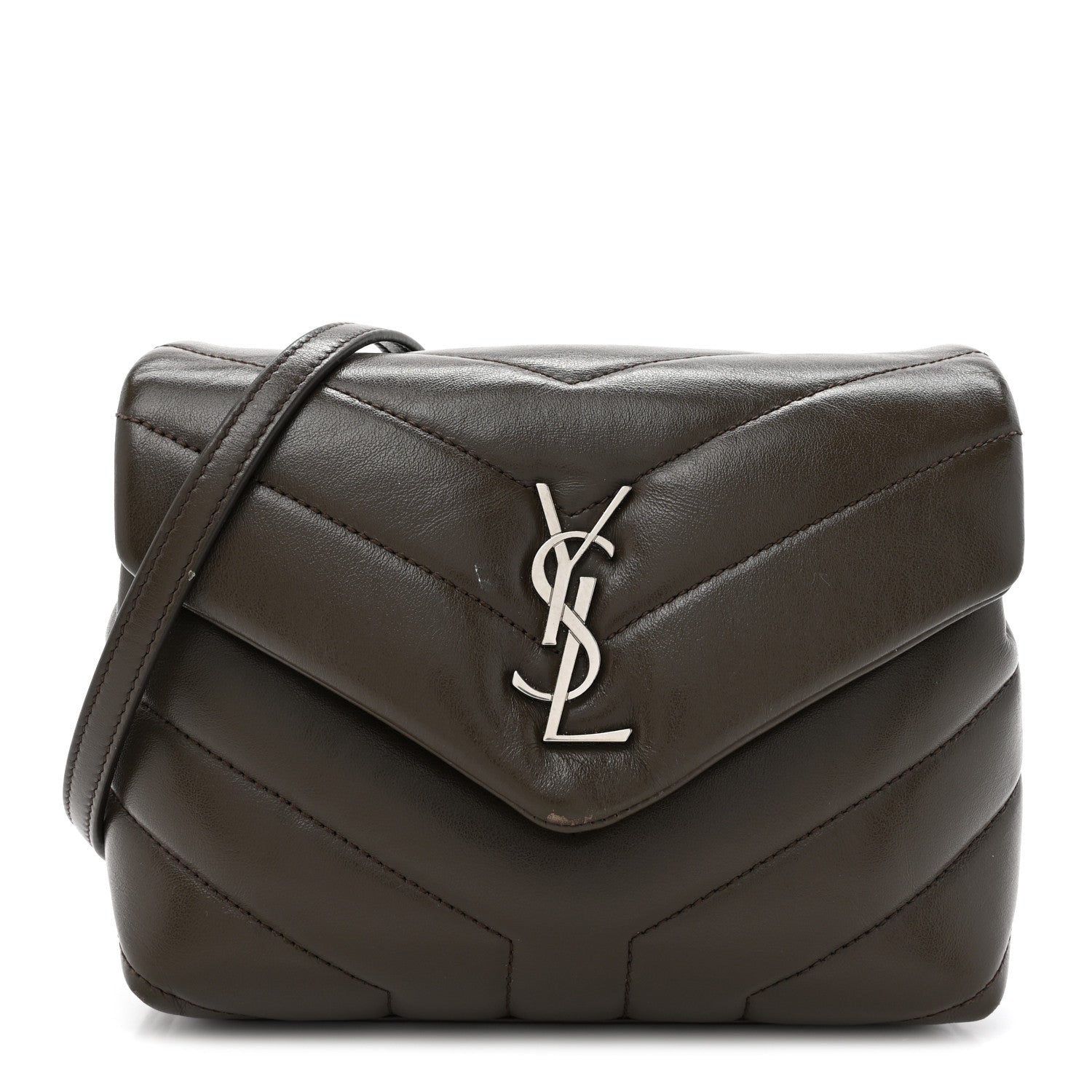 Saint Laurent Calfskin Y Quilted Monogram Toy Loulou Crossbody Bag Military Olive 1 of 18