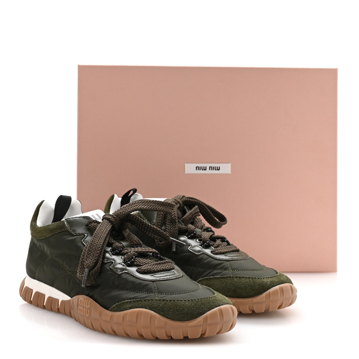 Nylon Suede Womens Tyre Sneakers 36.5 Loden Green
