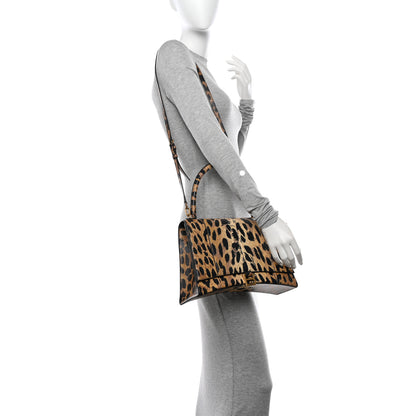 Balenciaga Smooth Calfskin Leopard Print Medium Hourglass Top Handle Bag Beige 2 of 12