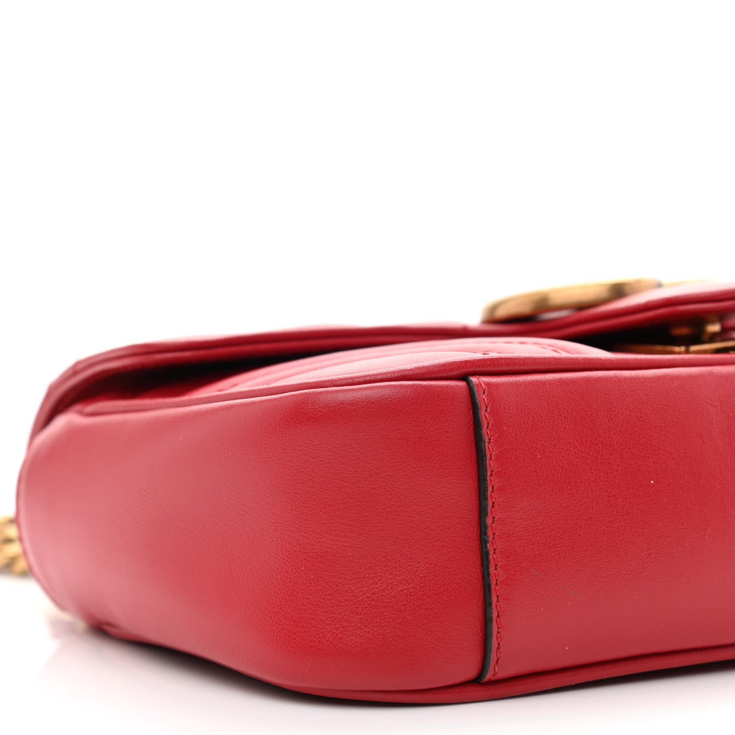 Gucci Calfskin Matelasse Mini GG Marmont Shoulder Bag Hibiscus Red 9 of 10