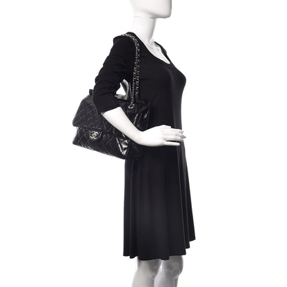 Chanel Glazed Calfskin Quilted Small CC Delivery Tote Black 2 of 11
