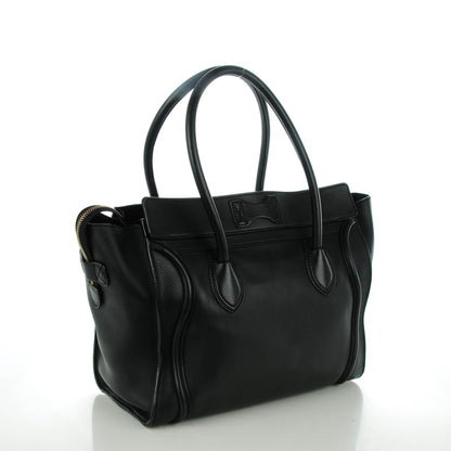 Celine Drummed Calfskin Shoulder Luggage Black 3 of 8