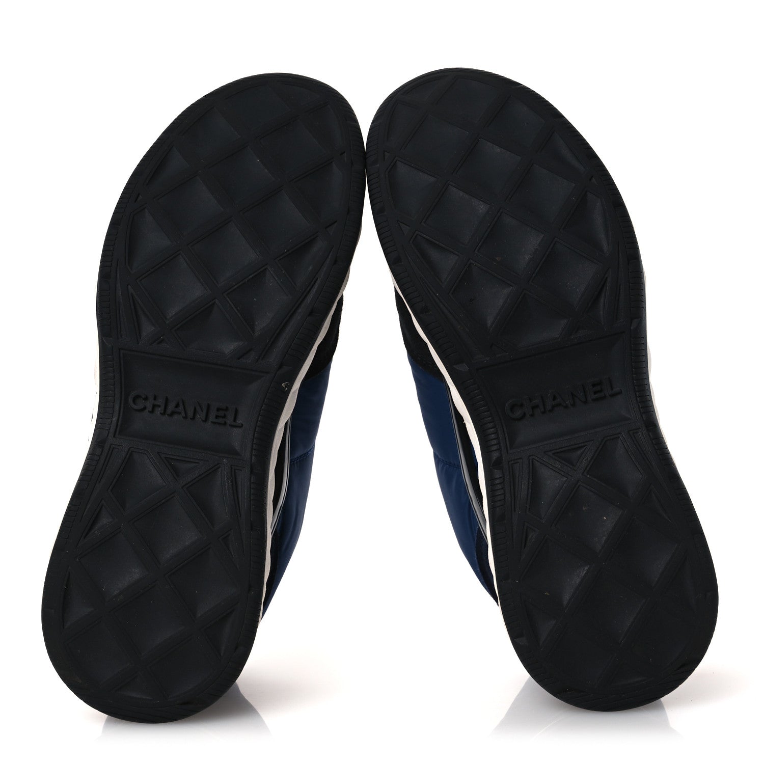 Chanel Nylon Suede Calfskin Womens Logo Sneakers 36 Dark Navy Blue 39 Dark Navy Blue 7 of 12