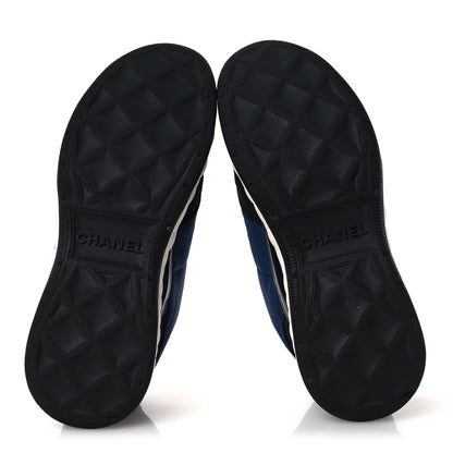 Chanel Nylon Suede Calfskin Womens Logo Sneakers 36 Dark Navy Blue 39 Dark Navy Blue 7 of 12