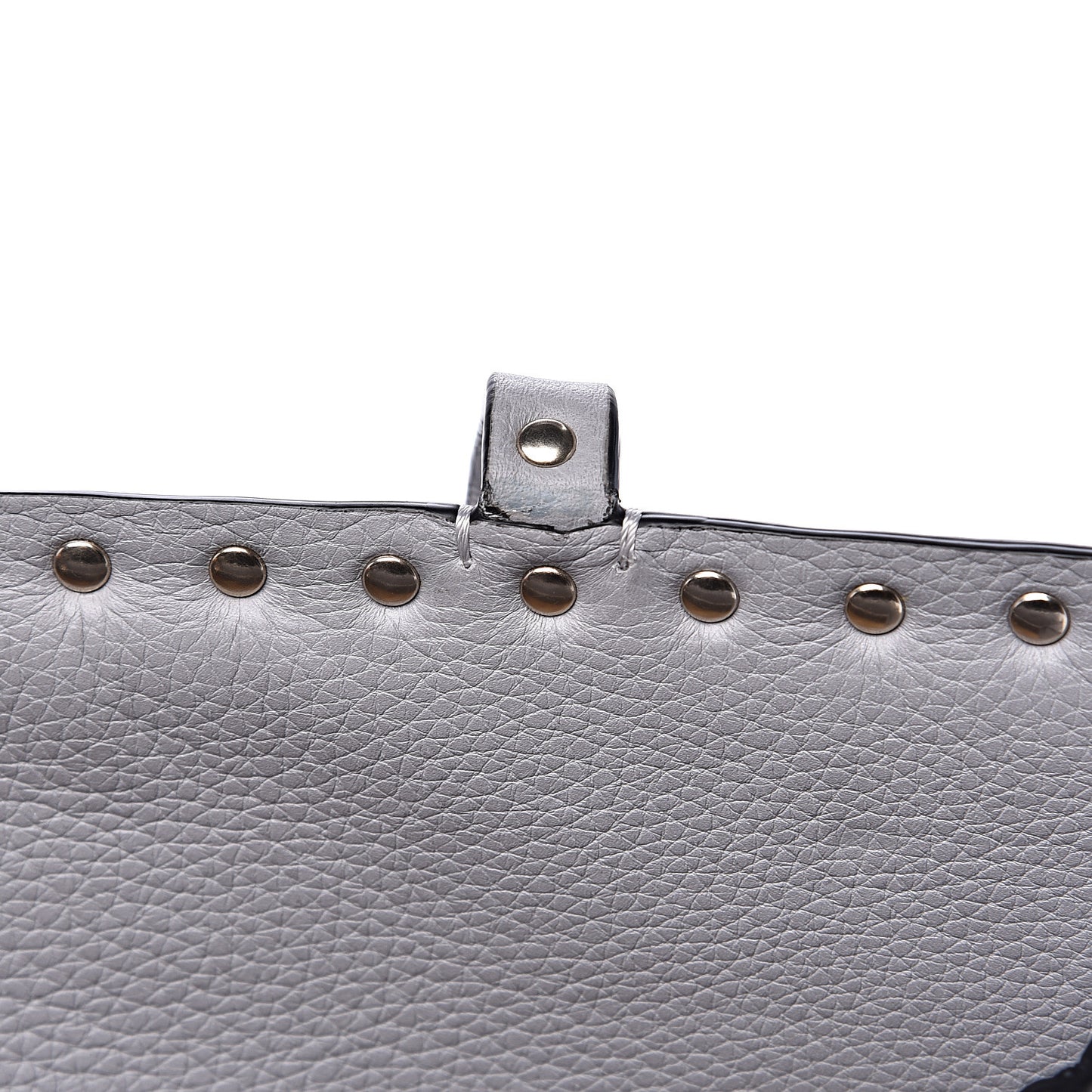 Grained Calfskin Small Rockstud Double Bag Pastel Grey