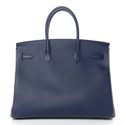 Hermes Epsom Horseshoe Birkin 35 Bleu Saphir Etain 4 of 35