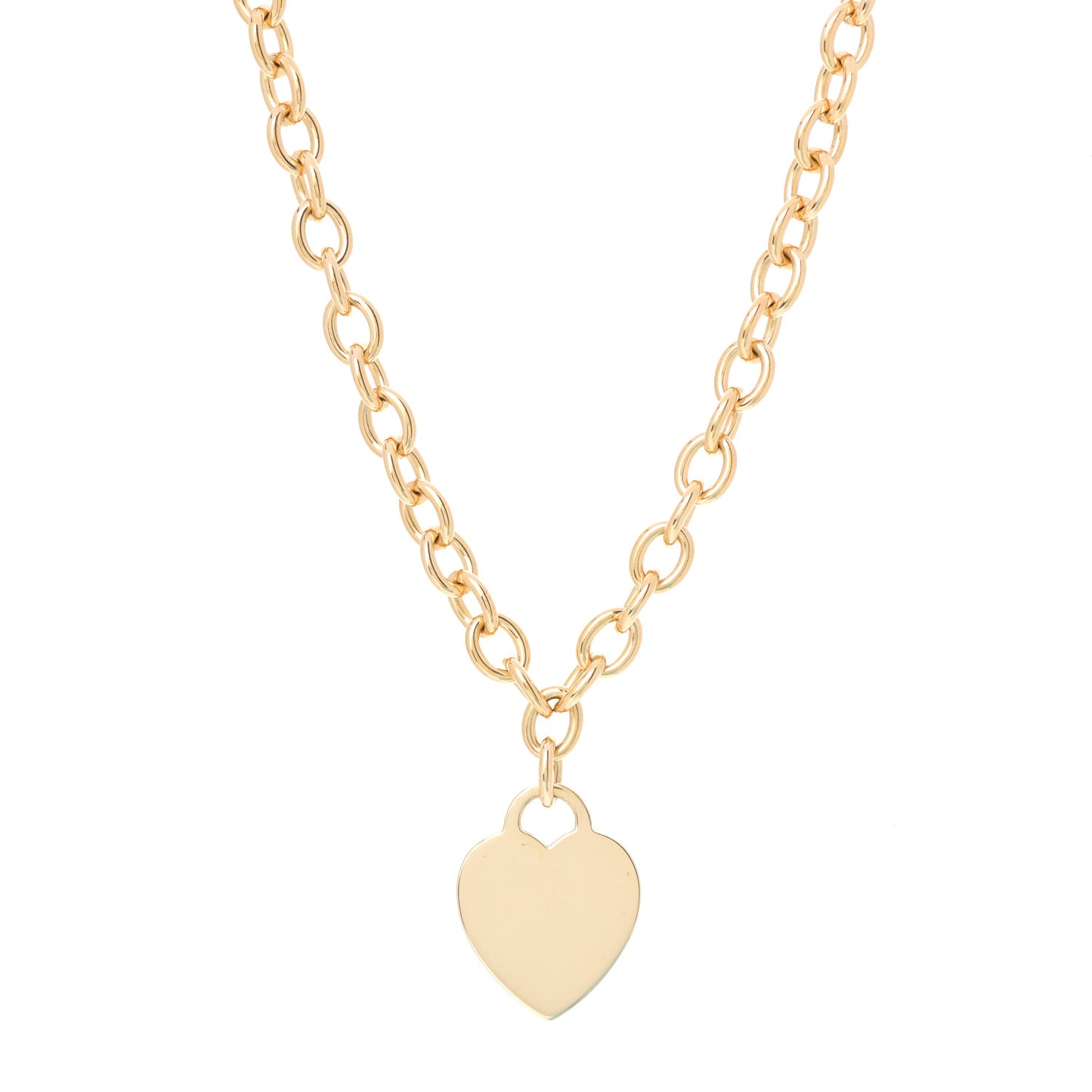 18K Yellow Gold Heart Tag Necklace
