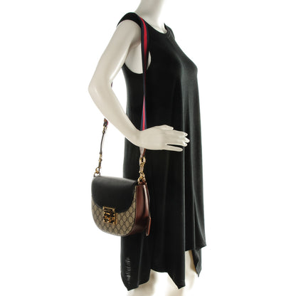 Gucci GG Supreme Monogram Web Medium Padlock Messenger Shoulder Bag Black 2 of 8