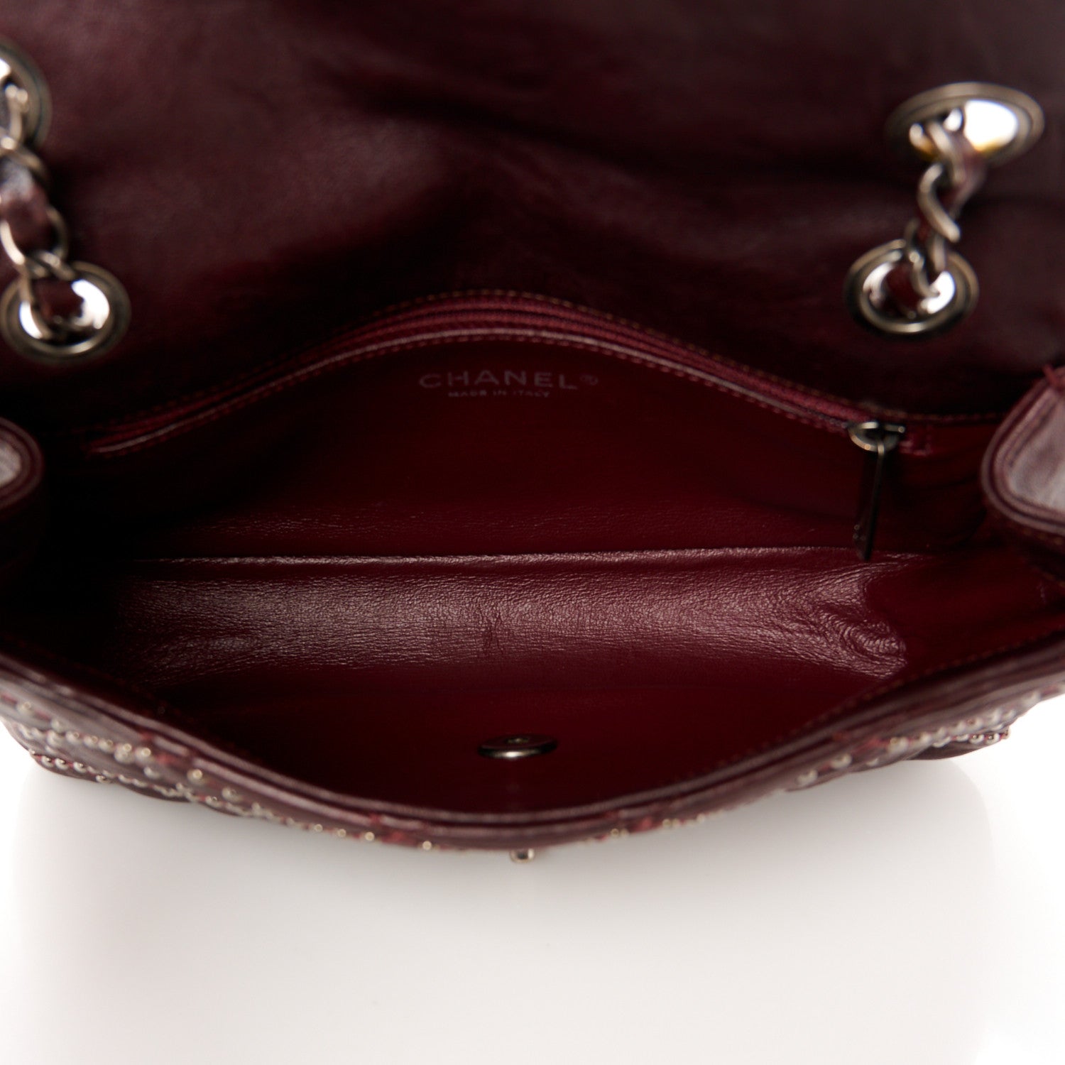 Chanel Washed Lambskin Studded Metal Beauty Flap Burgundy 5 of 11