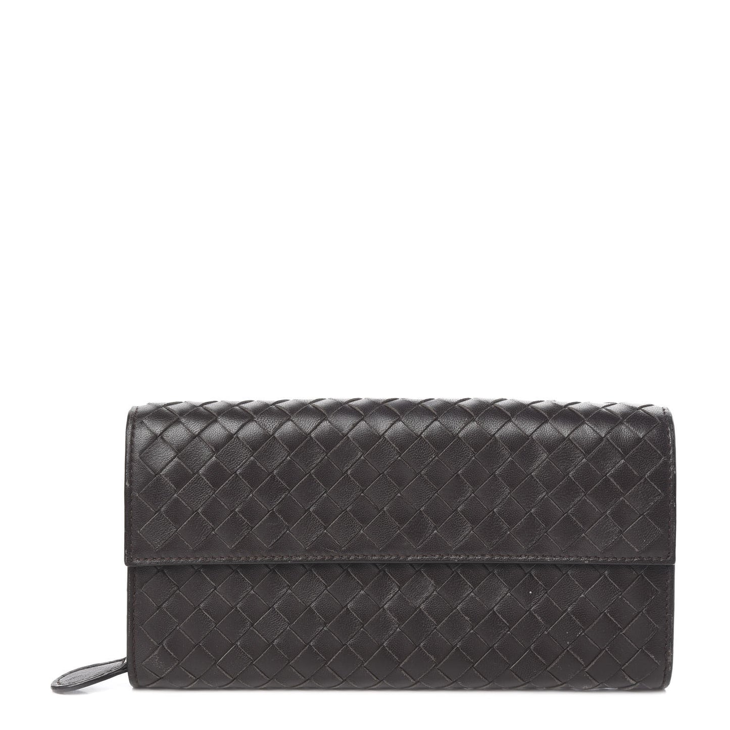 Nappa Intrecciato Continental Flap Wallet Ebano