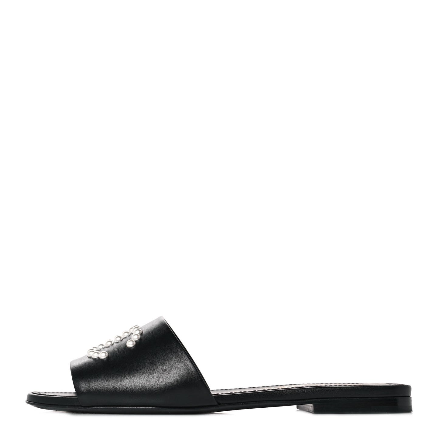 Lambskin Pearl CC Sandals 37 Black