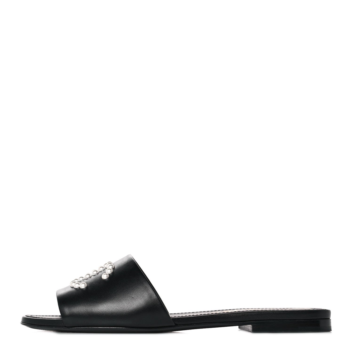 Chanel Lambskin Pearl CC Sandals 37 Black 1 of 9