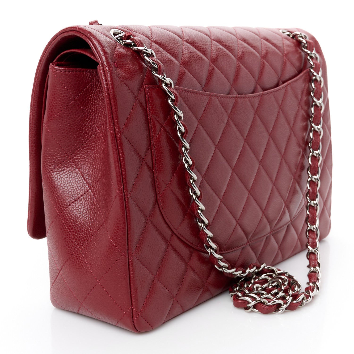 Chanel Caviar Quilted Maxi Double Flap Dark Red 3 of 12
