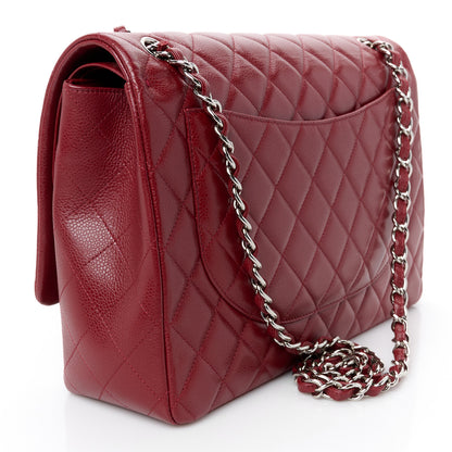 Chanel Caviar Quilted Maxi Double Flap Dark Red 3 of 12