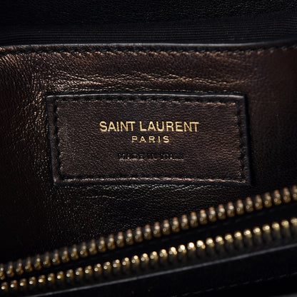 Saint Laurent Sheepskin Matelasse Chevron Monogram Large College Satchel Black 6 of 14