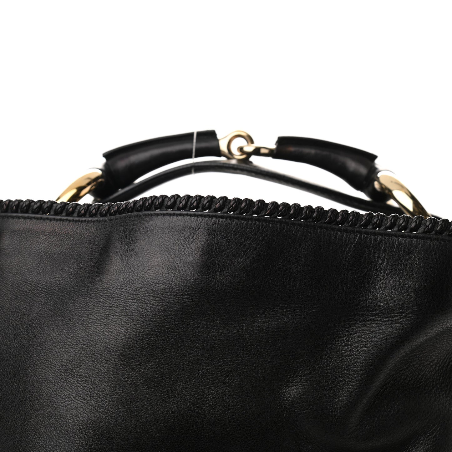 Calfskin Large Horsebit Chain Hobo Black