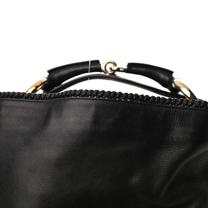 Gucci Calfskin Large Horsebit Chain Hobo Black 12 of 13