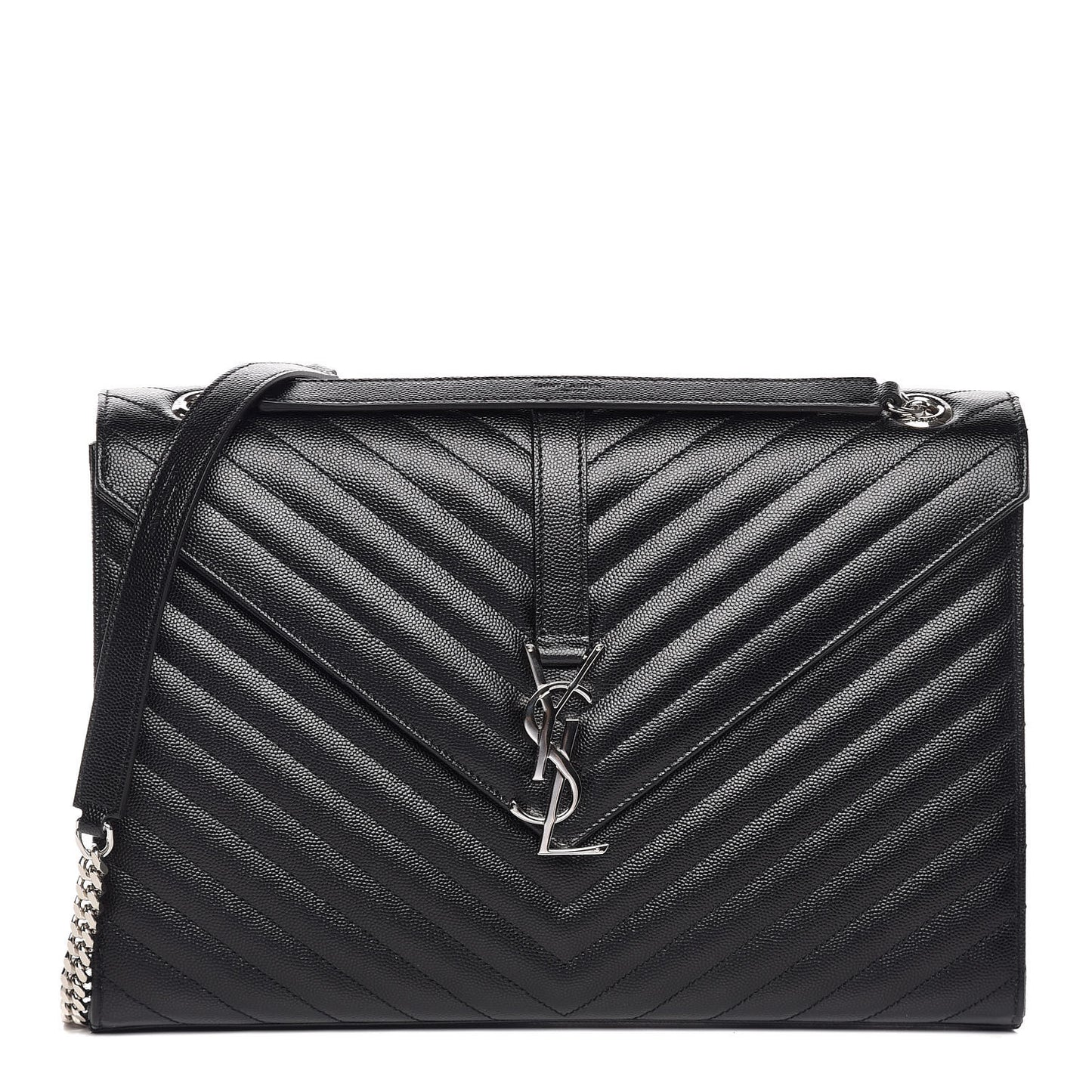 Grain De Poudre Matelasse Chevron Large Monogram Satchel Black