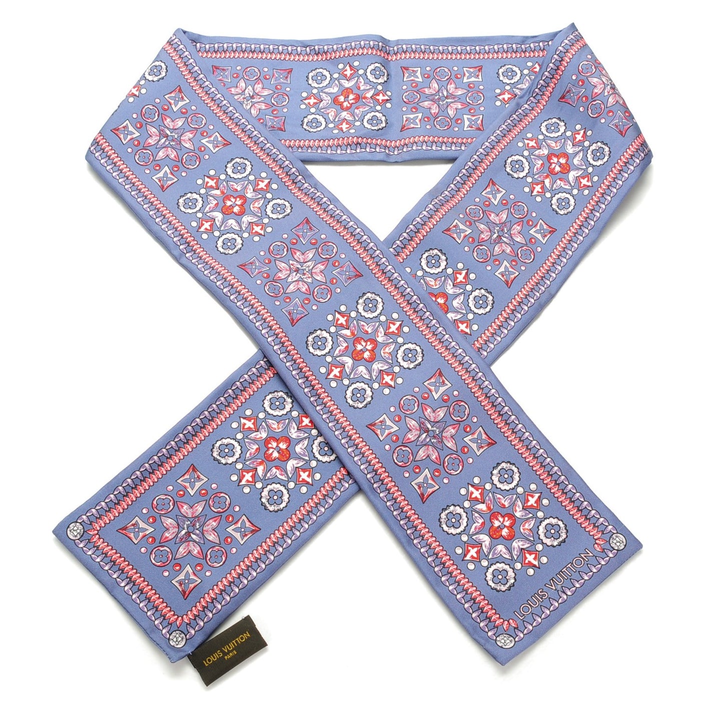 Silk Monogram Giant Lvrtual Flowers Bandeau Denim