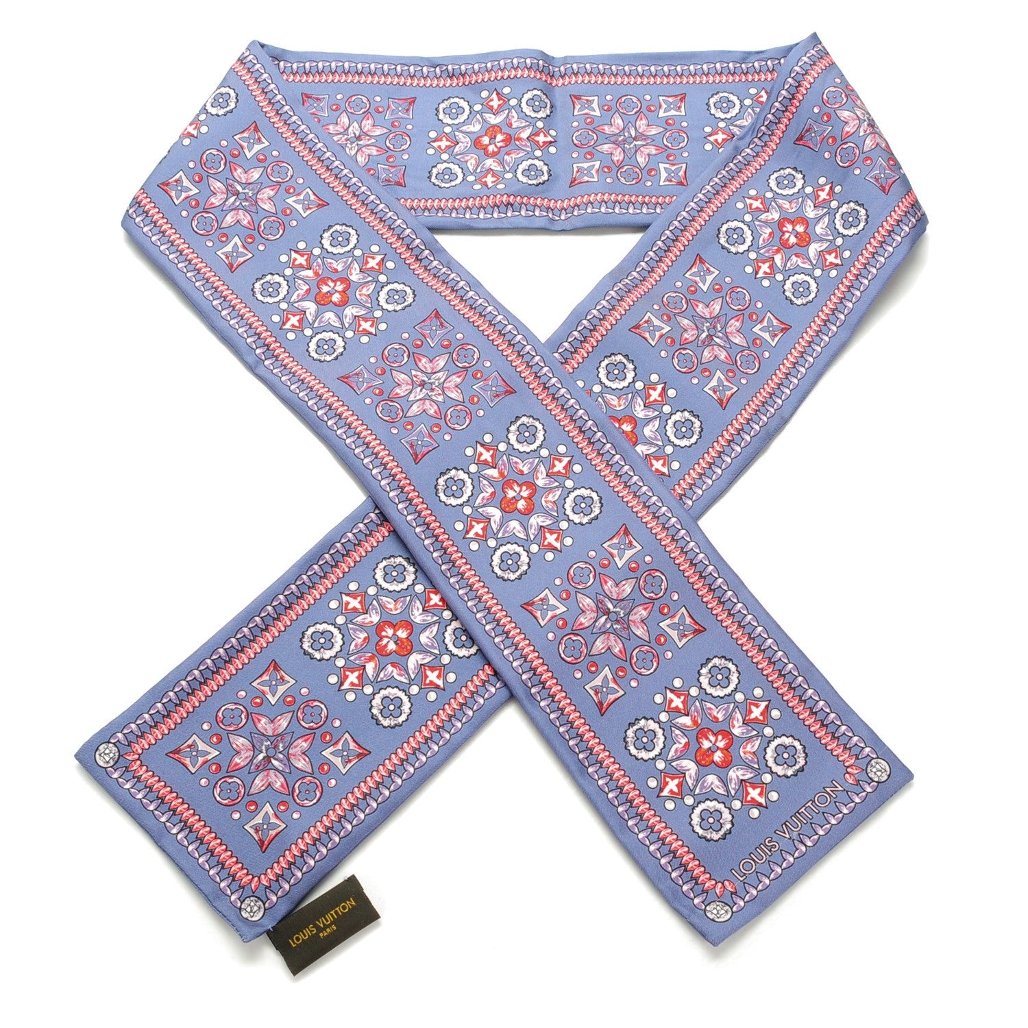 Louis Vuitton Silk Monogram Giant Lvrtual Flowers Bandeau Denim 1 of 7