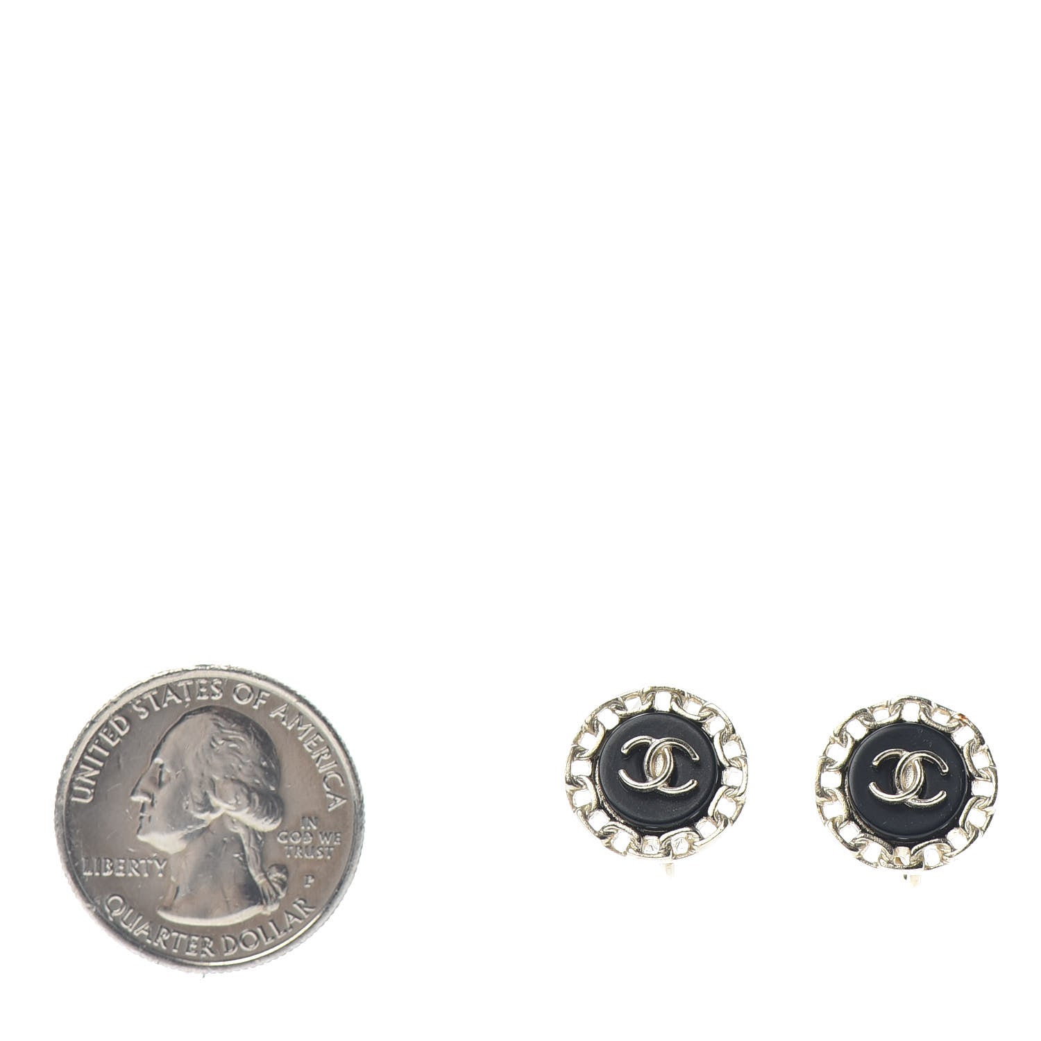 Chanel CC Chain Clip On Earrings Golden Black 2 of 4