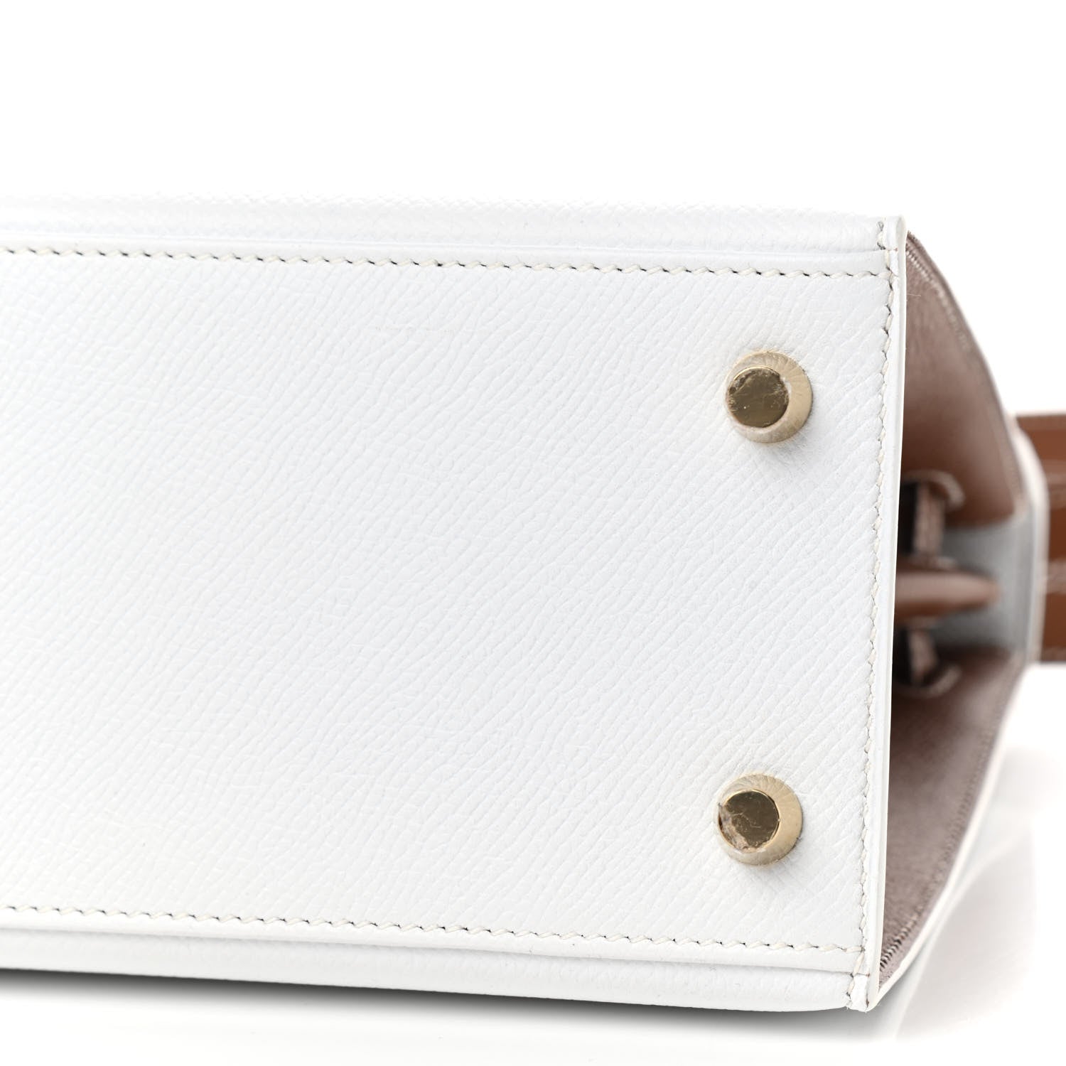 Hermes Epsom Bi-Color Horseshoe Kelly Sellier 25 White Miel 7 of 9